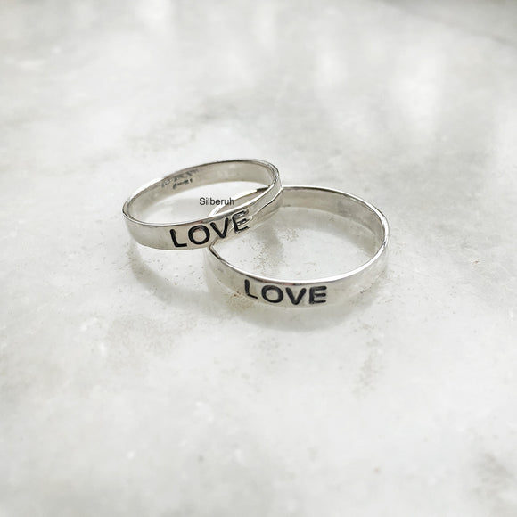 Men's Titanium Wedding Band Ring Engraved I Love You